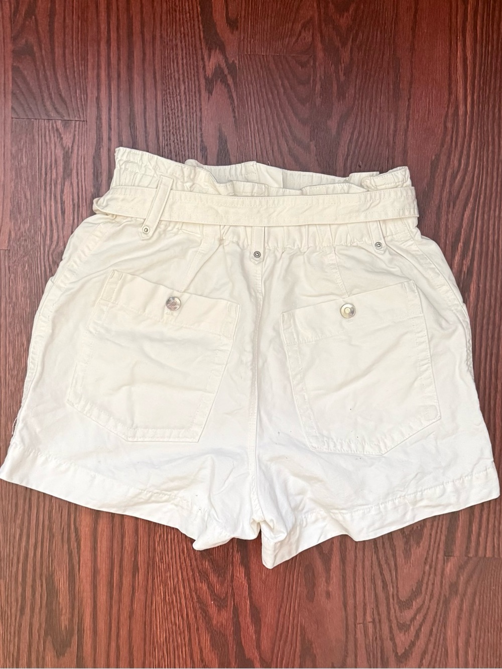 Banana Republic Linen Mix Cream High-Waist Belted Shorts - Picture 3 of 3